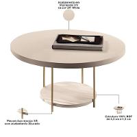 Kit 02 Mesas De Centro Para Sala Redonda Tampo Mdf Pés Aço Allure B01 Off White - Lyam Decor - 5