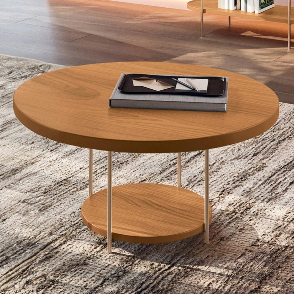 Kit 02 Mesas De Centro Para Sala Redonda Tampo Mdf Pés Aço Allure B01 Cinamomo - Lyam Decor - 2