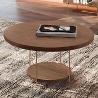 Kit 02 Mesas De Centro Para Sala Redonda Tampo Mdf Pés Aço Allure B01 Castanho - Lyam Decor - 2