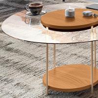 Mesa De Centro Para Sala Redonda Tampo Vidro Pés Aço Allure B01 Cinamomo - Lyam Decor - 5