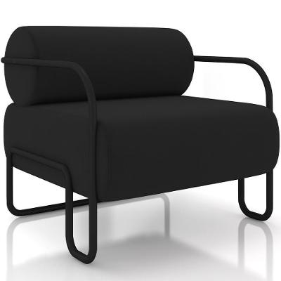 Poltrona Decorativa Moscou K01 Veludo Preto Lyam Decor