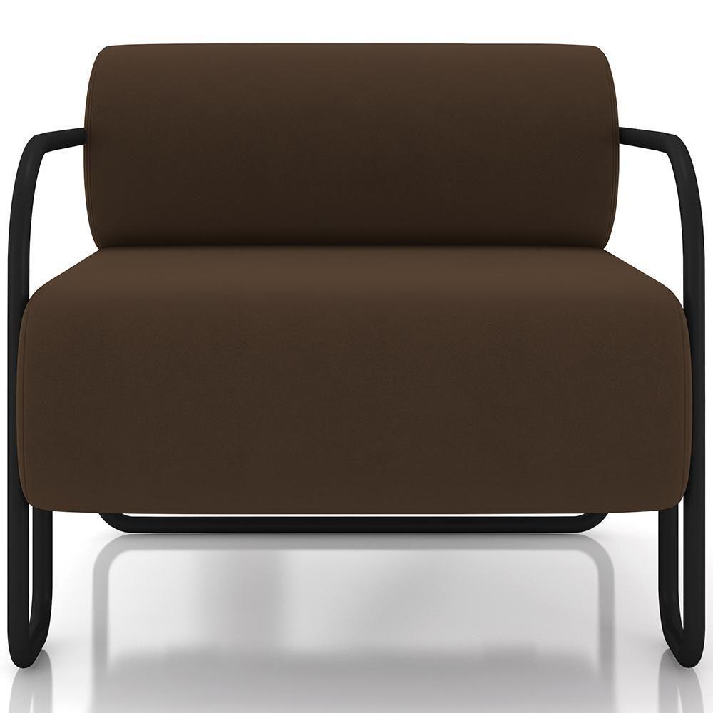 Kit 02 Poltronas Decorativa Pés Industrial Moscou K01 Veludo Marrom - Lyam Decor - 3