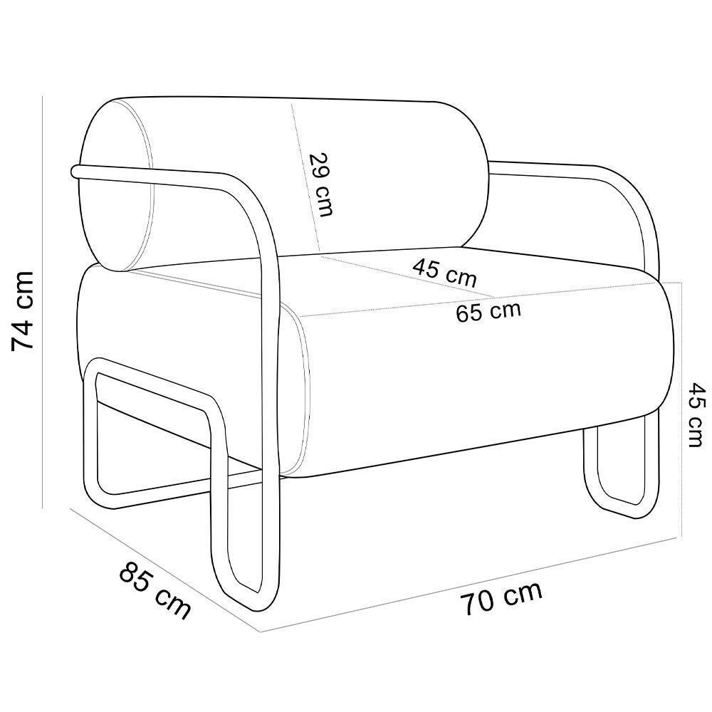 Kit 02 Poltronas Decorativa Pés Industrial Moscou K01 Veludo Marrom - Lyam Decor - 5