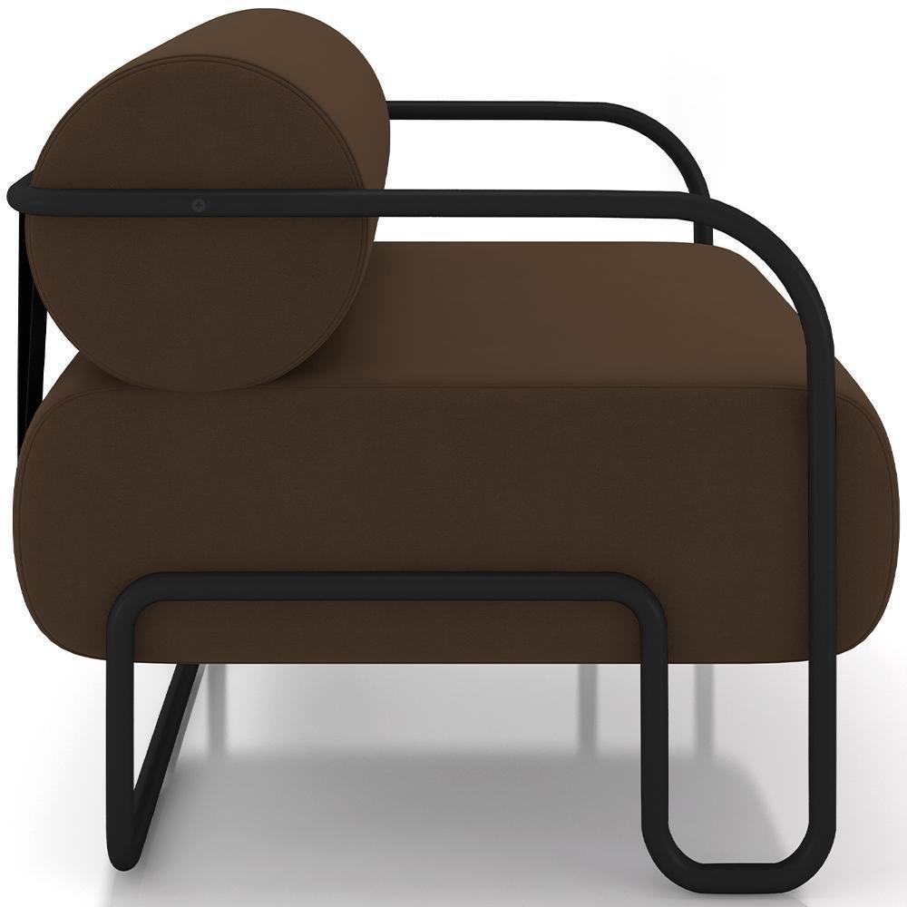 Kit 02 Poltronas Decorativa Pés Industrial Moscou K01 Veludo Marrom - Lyam Decor - 6