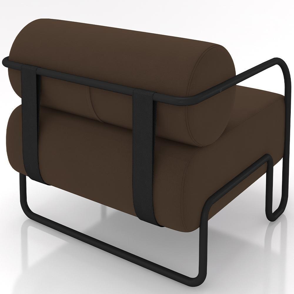 Kit 02 Poltronas Decorativa Pés Industrial Moscou K01 Veludo Marrom - Lyam Decor - 7