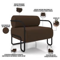 Kit 02 Poltronas Decorativa Pés Industrial Moscou K01 Veludo Marrom - Lyam Decor