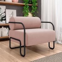 Kit 02 Poltronas Decorativa Pés Industrial Moscou K01 Veludo Rosê - Lyam Decor - 2