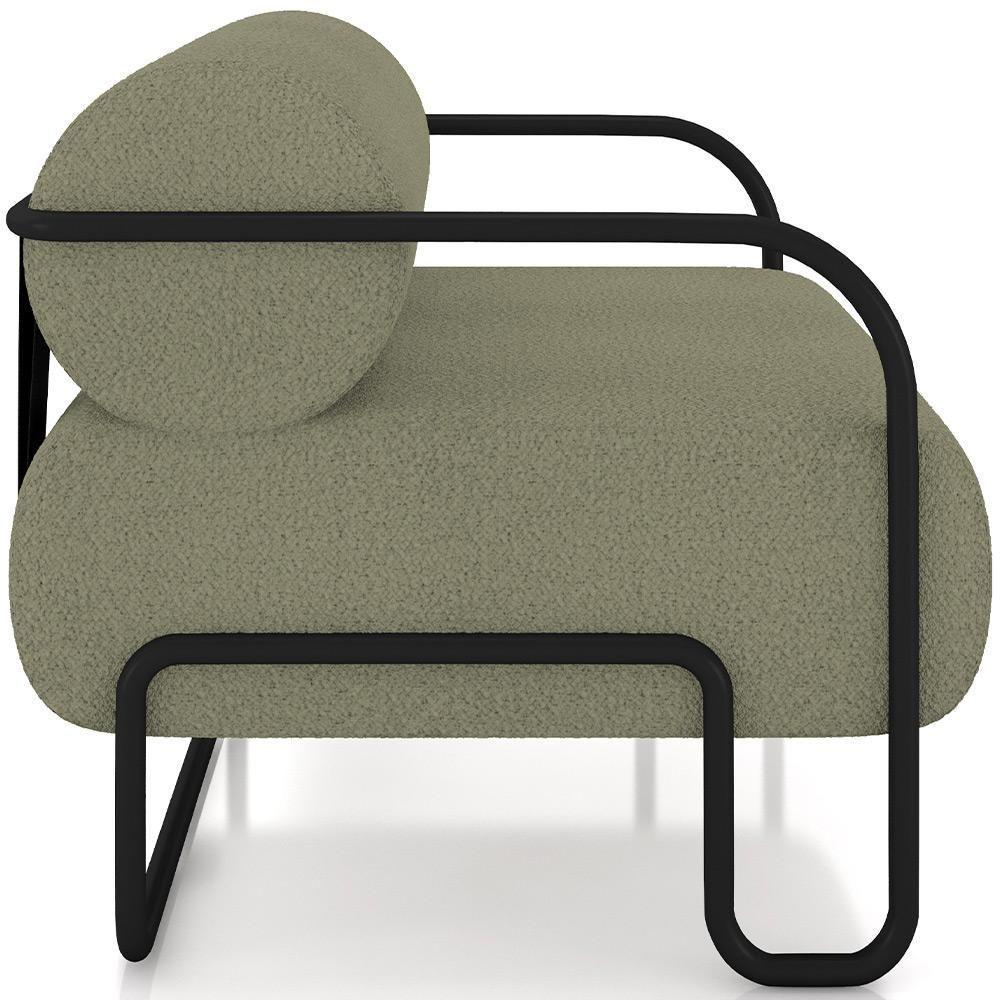 Kit 02 Poltronas Decorativa Pés Industrial Moscou K01 Bouclê Verde - Lyam Decor - 6