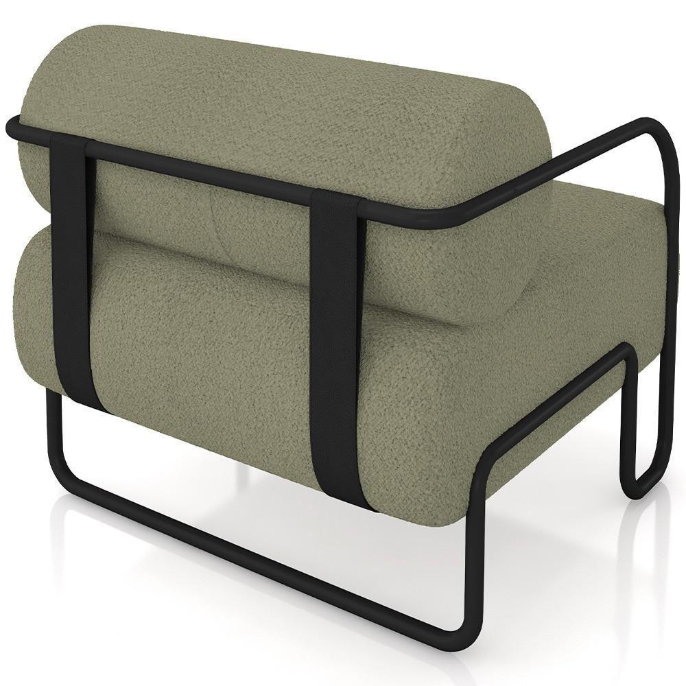 Kit 02 Poltronas Decorativa Pés Industrial Moscou K01 Bouclê Verde - Lyam Decor - 7