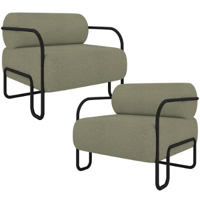 Kit 2 Poltronas Decorativas Moscou K01 Bouclê Verde Lyam Decor