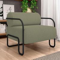 Kit 02 Poltronas Decorativa Pés Industrial Moscou K01 Bouclê Verde - Lyam Decor - 2