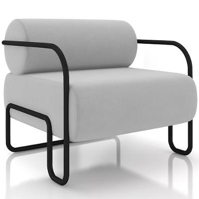 Poltrona Decorativa Moscou K01 Veludo Cinza Lyam Decor