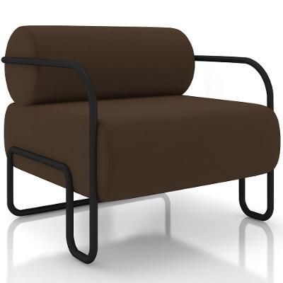 Poltrona Decorativa Moscou K01 Veludo Marrom Lyam Decor