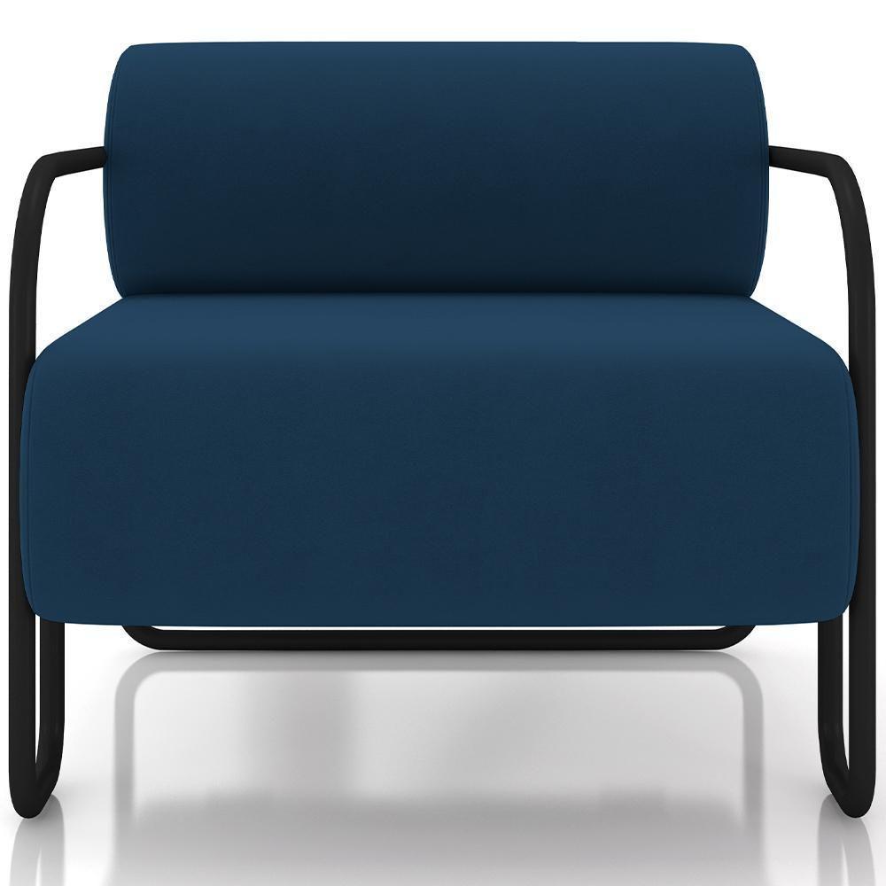 Kit 02 Poltronas Decorativa Pés Industrial Moscou K01 Veludo Azul Marinho - Lyam Decor - 3