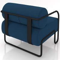 Kit 02 Poltronas Decorativa Pés Industrial Moscou K01 Veludo Azul Marinho - Lyam Decor - 7