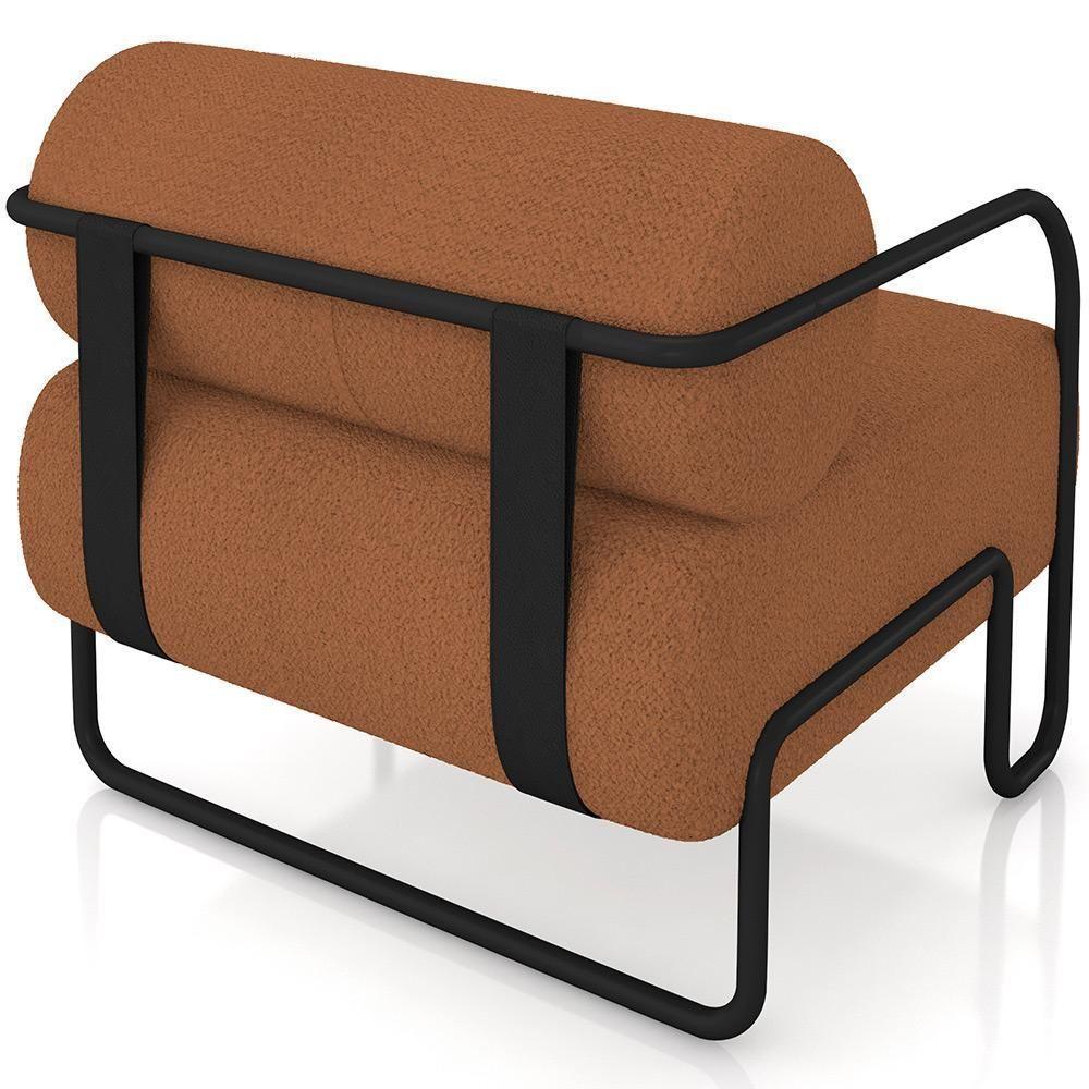 Kit 02 Poltronas Decorativa Pés Industrial Moscou K01 Bouclê Terracota - Lyam Decor - 7
