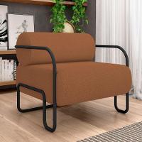 Kit 02 Poltronas Decorativa Pés Industrial Moscou K01 Bouclê Terracota - Lyam Decor - 2