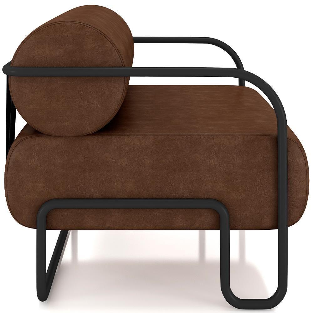Kit 02 Poltronas Decorativa Pés Industrial Moscou K01 Couríssimo Marrom - Lyam Decor - 3