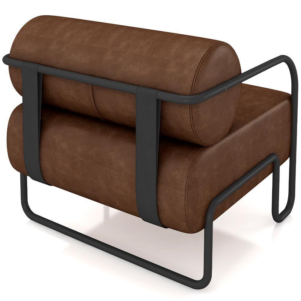 Kit 02 Poltronas Decorativa Pés Industrial Moscou K01 Couríssimo Marrom - Lyam Decor - 7