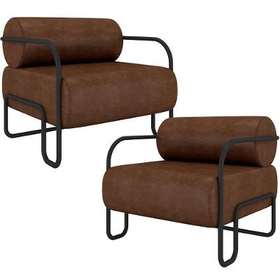 Kit 2 Poltronas Decorativas Moscou K01 Couríssimo Marrom Lyam Decor