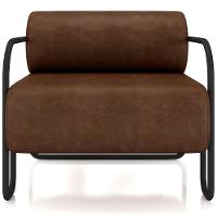 Kit 02 Poltronas Decorativa Pés Industrial Moscou K01 Couríssimo Marrom - Lyam Decor - 6