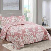 Kit Cobre Leito Colcha Daily Queen 3 Peças Dupla Face Estampado Floral Rubi Floral 100% Poliéster - 1