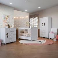 Quarto Infantil Completo Com Berço Americano 3 Em 1 Para Colchão 130x70cm Multimóveis Mp4360 Branco - 1
