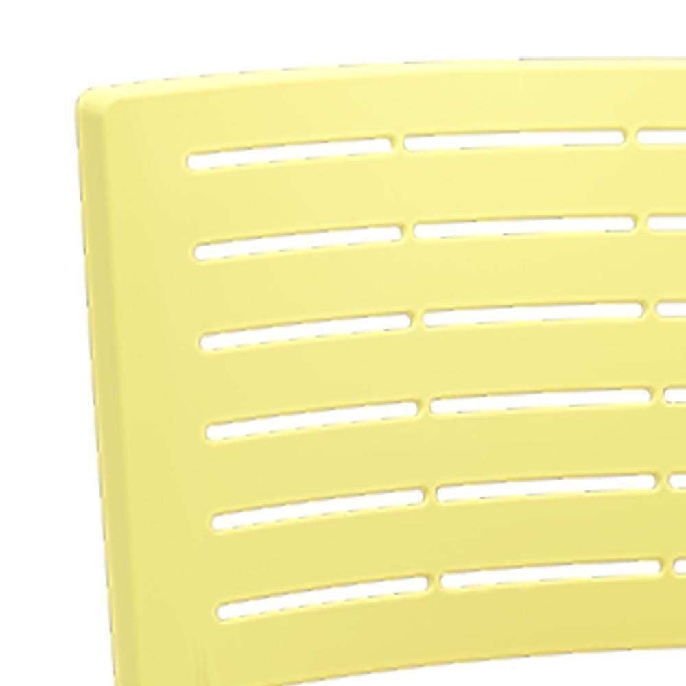 Kit 04 Cadeiras Empilhável Fixa Escritório Multiuso Base Preta Kimi P03 Amarelo - Lyam Decor - 6