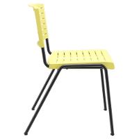 Kit 04 Cadeiras Empilhável Fixa Escritório Multiuso Base Preta Kimi P03 Amarelo - Lyam Decor - 7