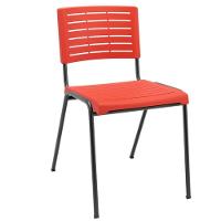 Kit 02 Cadeiras Empilhável Fixa Escritório Multiuso Base Preta Kimi P03 Vermelho - Lyam Decor - 2