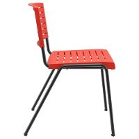 Kit 02 Cadeiras Empilhável Fixa Escritório Multiuso Base Preta Kimi P03 Vermelho - Lyam Decor - 5