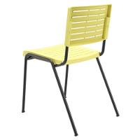 Kit 06 Cadeiras Empilhável Fixa Escritório Multiuso Base Preta Kimi P03 Amarelo - Lyam Decor - 5