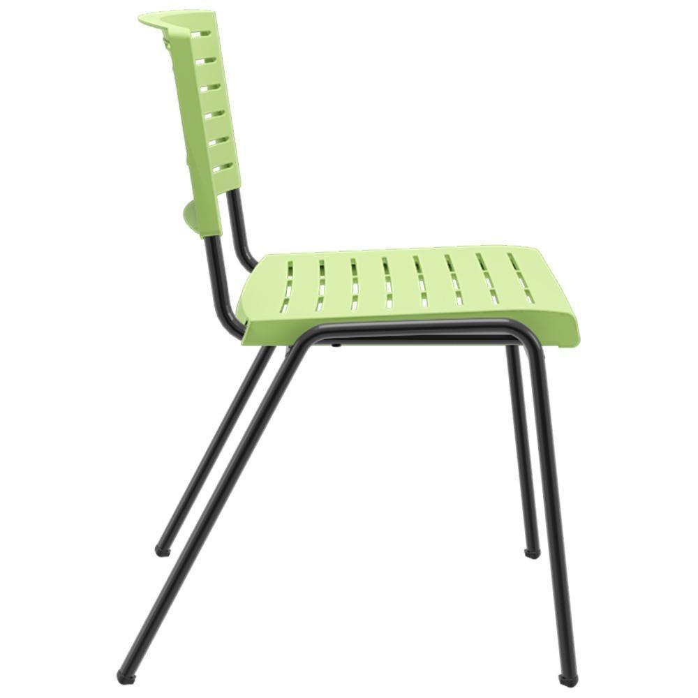 Cadeira Empilhável Fixa Escritório Multiuso Base Preta Kimi P03 Verde Claro - Lyam Decor - 4