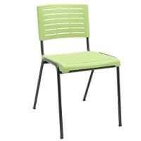 Cadeira Empilhável Fixa Escritório Multiuso Base Preta Kimi P03 Verde Claro - Lyam Decor - 1