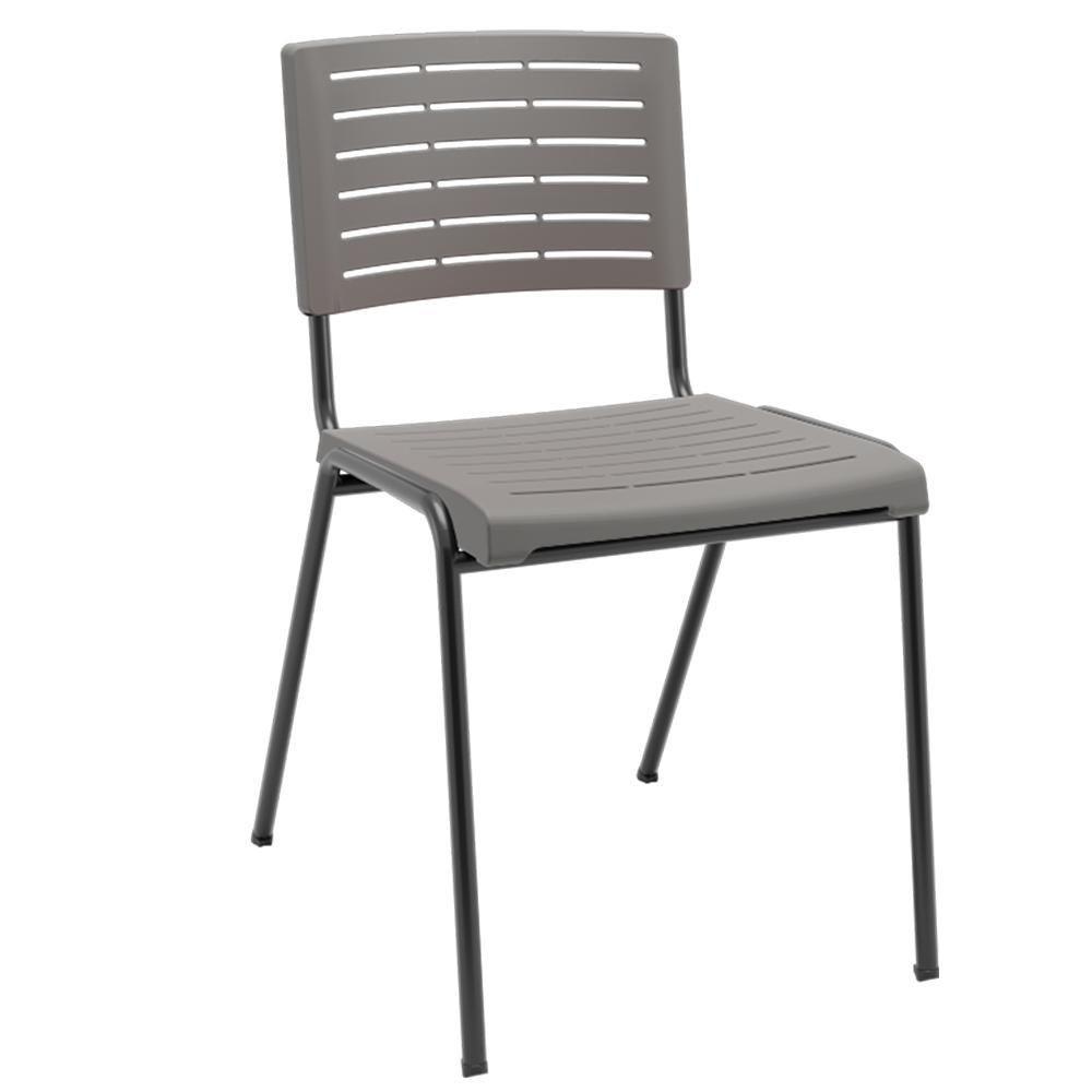 Cadeira Empilhável Fixa Escritório Multiuso Base Preta Kimi P03 Basalto - Lyam Decor - 1