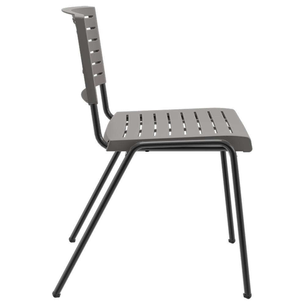 Cadeira Empilhável Fixa Escritório Multiuso Base Preta Kimi P03 Basalto - Lyam Decor - 4