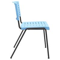 Kit 06 Cadeiras Empilhável Fixa Escritório Multiuso Base Preta Kimi P03 Azul Celeste - Lyam Decor - 5