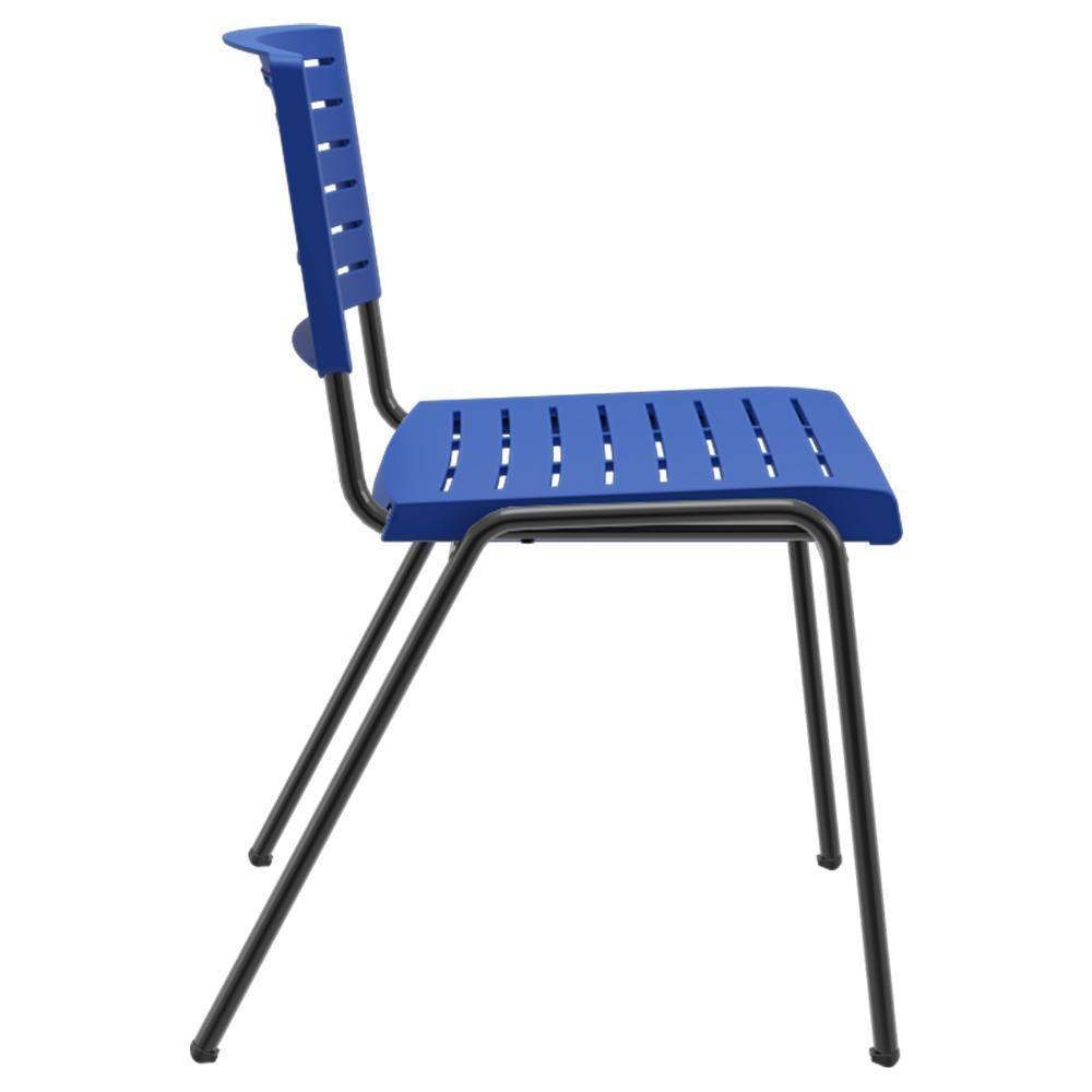 Cadeira Empilhável Fixa Escritório Multiuso Base Preta Kimi P03 Azul - Lyam Decor - 5