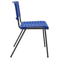 Cadeira Empilhável Fixa Escritório Multiuso Base Preta Kimi P03 Azul - Lyam Decor - 5