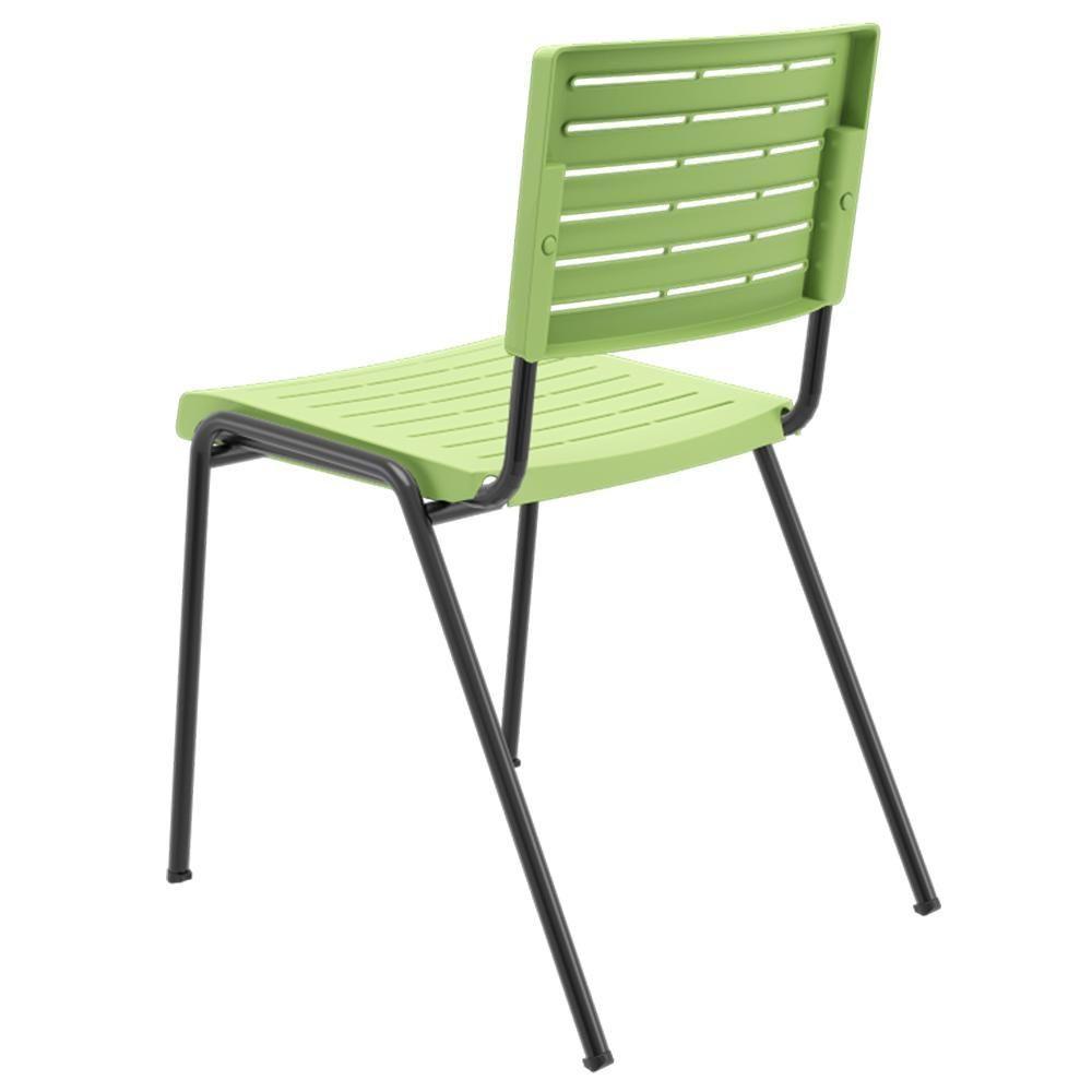 Kit 04 Cadeiras Empilhável Fixa Escritório Multiuso Base Preta Kimi P03 Verde Claro - Lyam Decor - 6