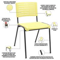 Cadeira Empilhável Fixa Escritório Multiuso Base Preta Kimi P03 Amarelo - Lyam Decor - 7