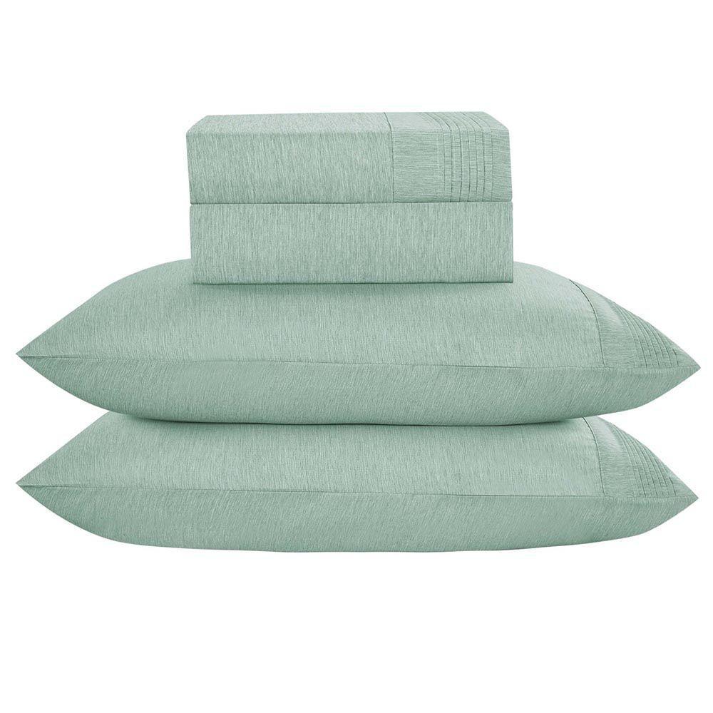 Jogo De Lençol Eudora Queen 4 Peças Micropercal 300 Fios Toque Algodão Verde 100% Poliéster - 4