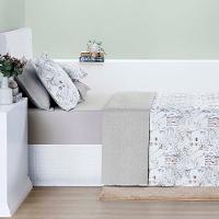 Kit Cobre Leito Colcha Maggy King 3 Peças Dupla Face Percale 200 Fios Protea Floral Cinza - 4