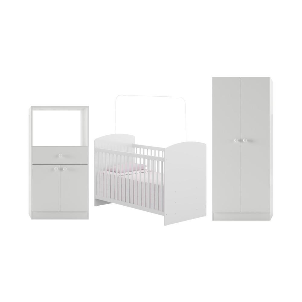 Quarto Infantil Completo Com Berço Guarda-roupa E Cômoda Multimóveis Mp4358 Branco - 4
