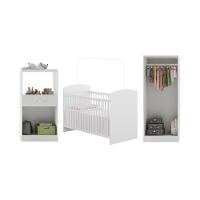 Quarto Infantil Completo Com Berço Guarda-roupa E Cômoda Multimóveis Mp4358 Branco - 3