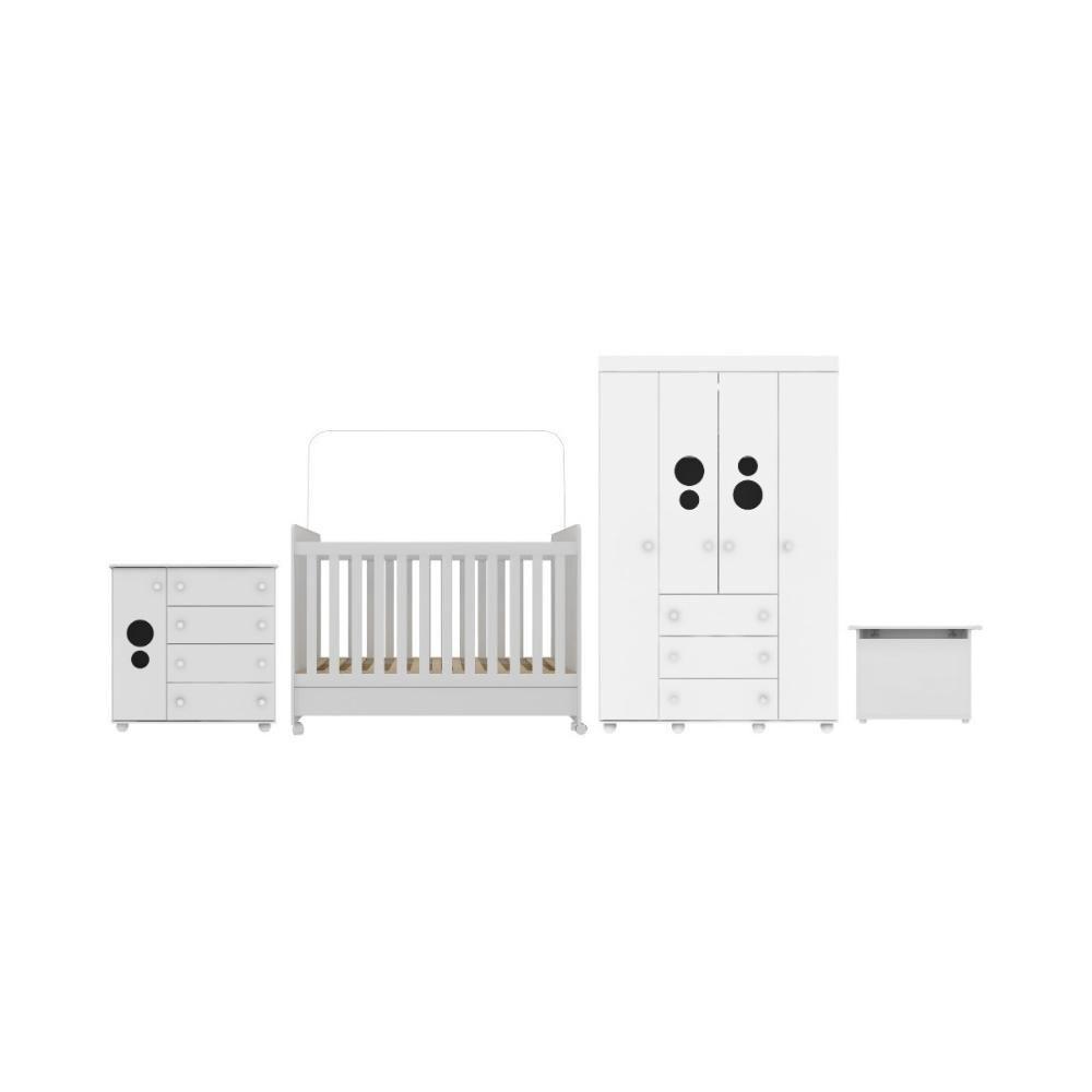 Quarto Infantil Completo Com Berço Americano 3 Em 1 Com Colchão Incluso Multimóveis Mp4361 Branco - 3