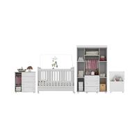 Quarto Infantil Completo Com Berço Americano 3 Em 1 Com Colchão Incluso Multimóveis Mp4361 Branco
