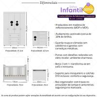Quarto Infantil Completo Com Berço Americano 3 Em 1 Com Colchão Incluso Multimóveis Mp4361 Branco - 5