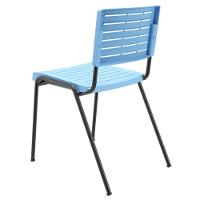 Kit 04 Cadeiras Empilhável Fixa Escritório Multiuso Base Preta Kimi P03 Azul Celeste - Lyam Decor - 6