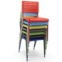 Kit 04 Cadeiras Empilhável Fixa Escritório Multiuso Base Preta Kimi P03 Azul Celeste - Lyam Decor - 8